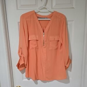 Valerie Stevens Peach Blouse with Zip Front